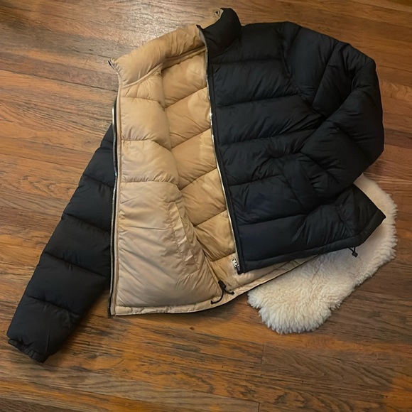 Reversible Black/Tan High Neck Puffer Jacket - Picture 1 of 9